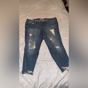Torrid Distressed Boyfriend Jeans in Dark Blue